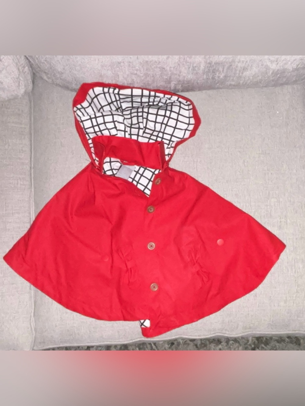 Sahari Red Hooded Jacket with Black & White Grid Lining